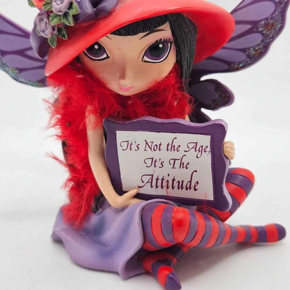 Hatterific It's Not the Age It's the Attitude Red Hat Purple Wings Fairy